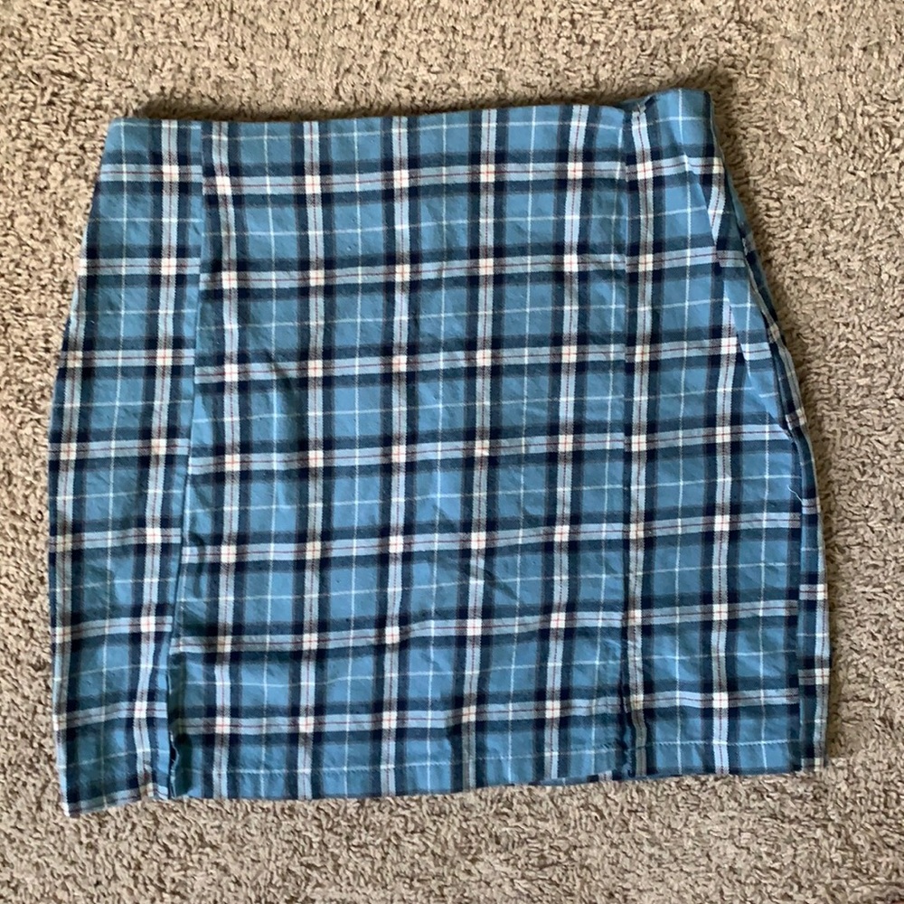 Blue checkered mini skirt